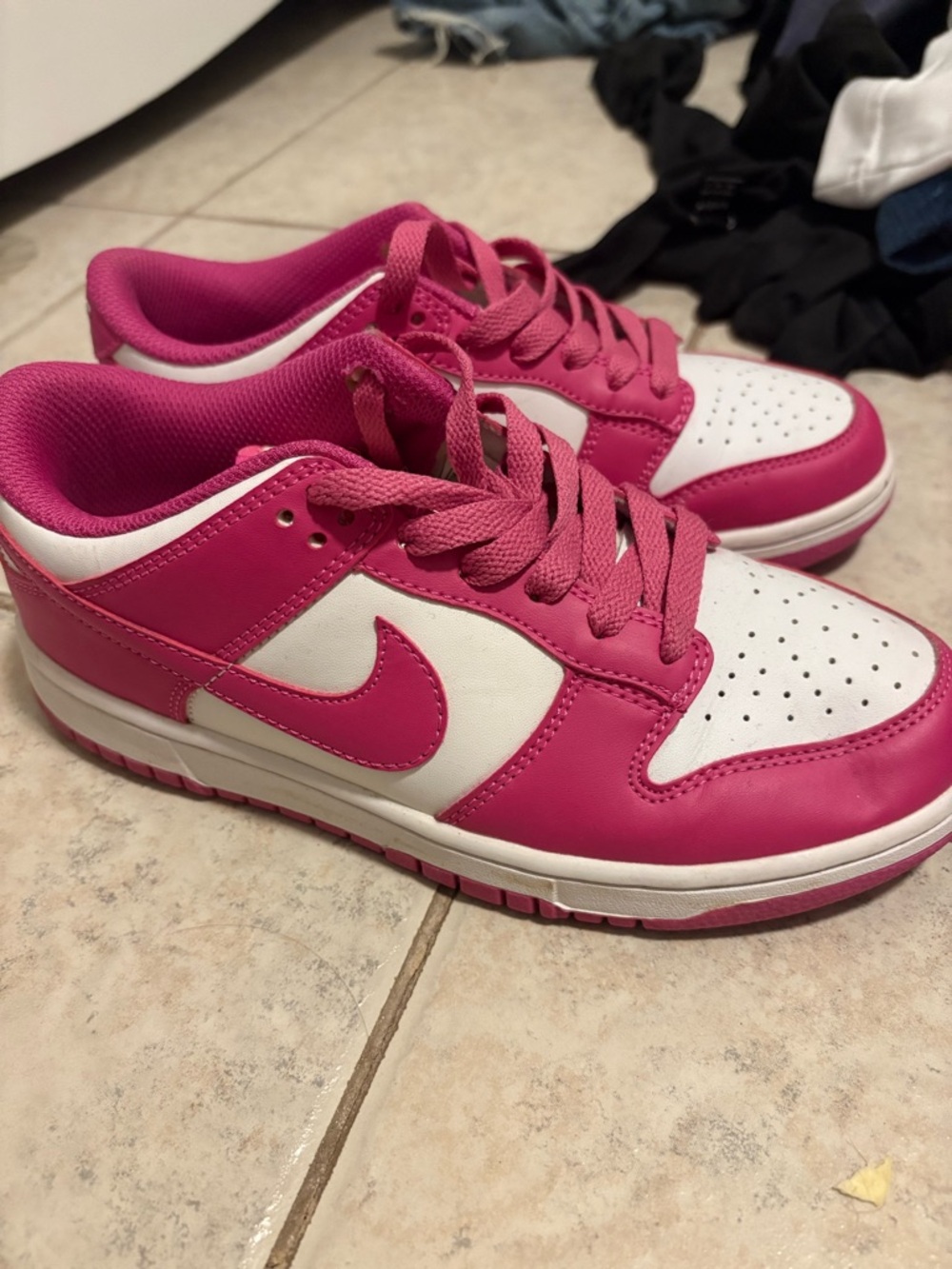 Nike Low-Top Dunk Sneakers in Bright Pink and White